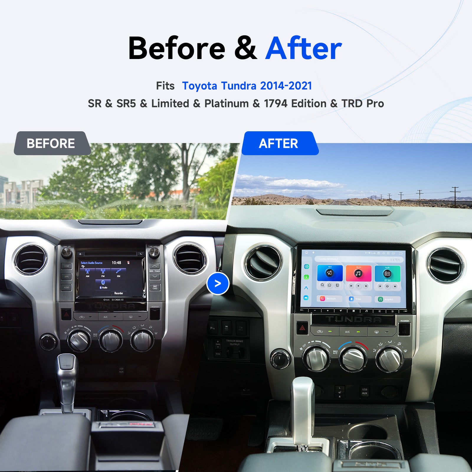 Toyota Tundra 2014-2021 Aftermarket Stereo Upgrade – Dasaita G13 Plug & Play Android Radio Installed